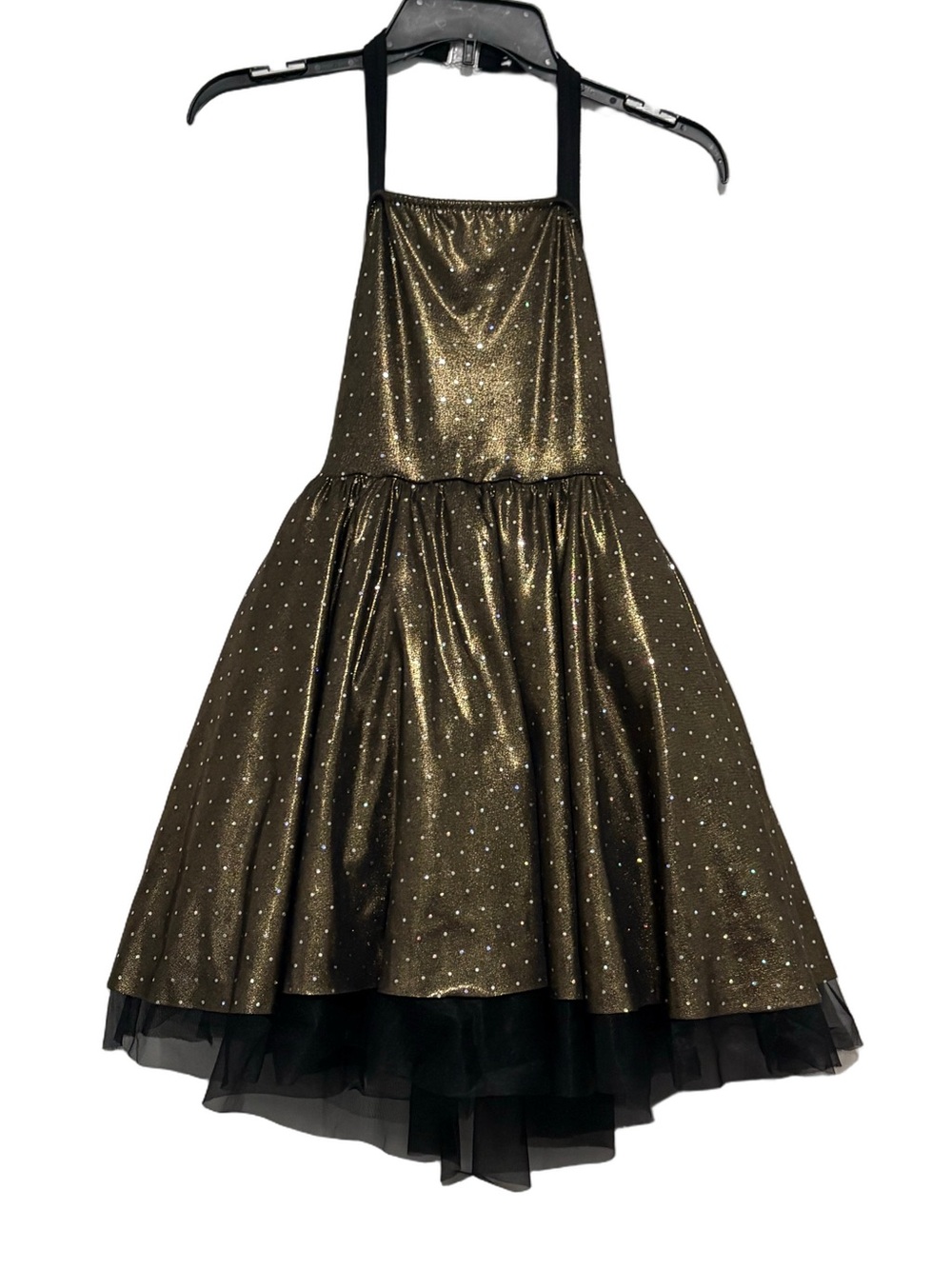 Girls Metallic Gold Halter Costume/Dance/Party Dress